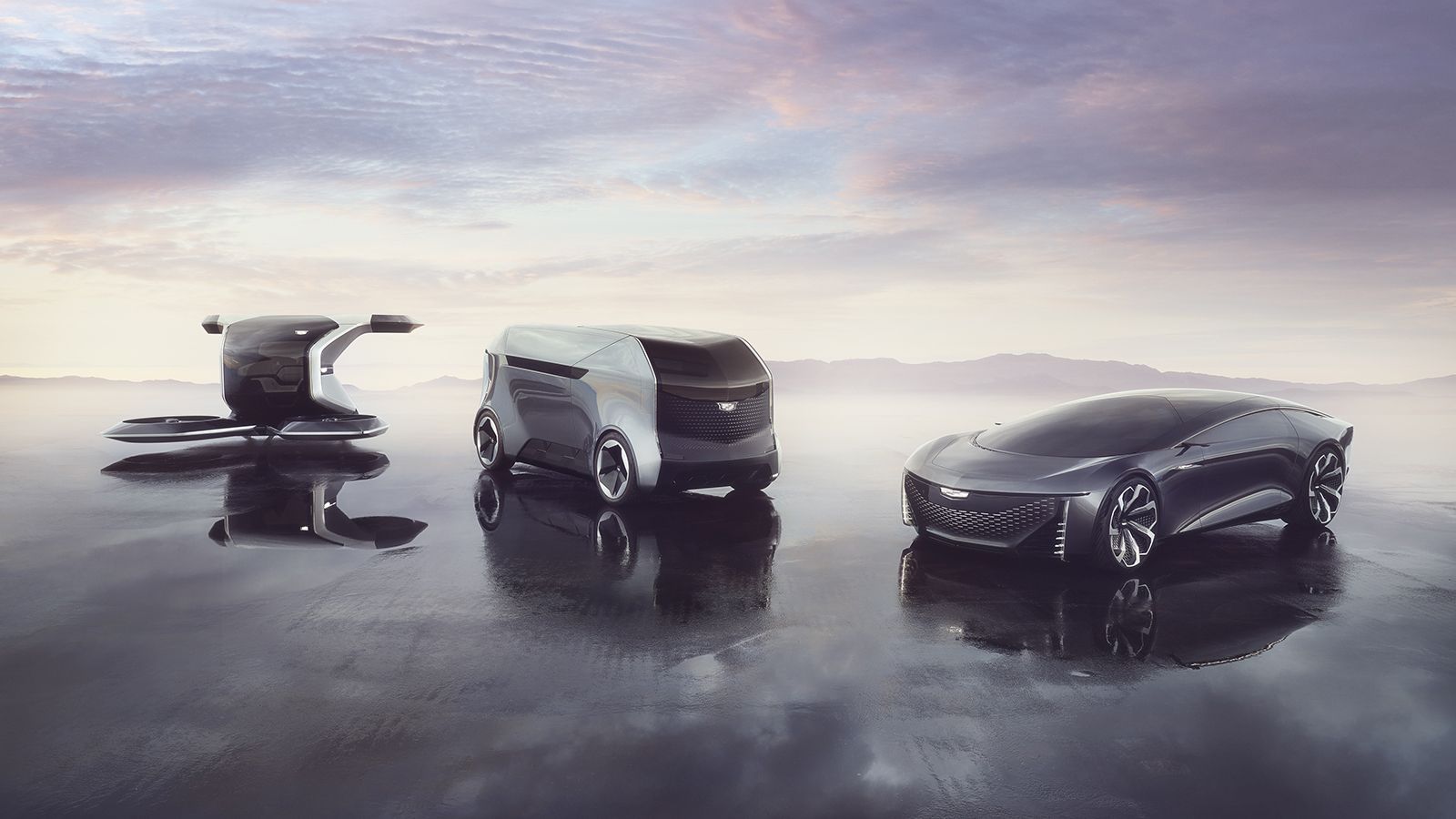 Από αριστερά: τα PersonalSpace, SocialSpace και InnerSpace πρωτότυπα της Cadillac.