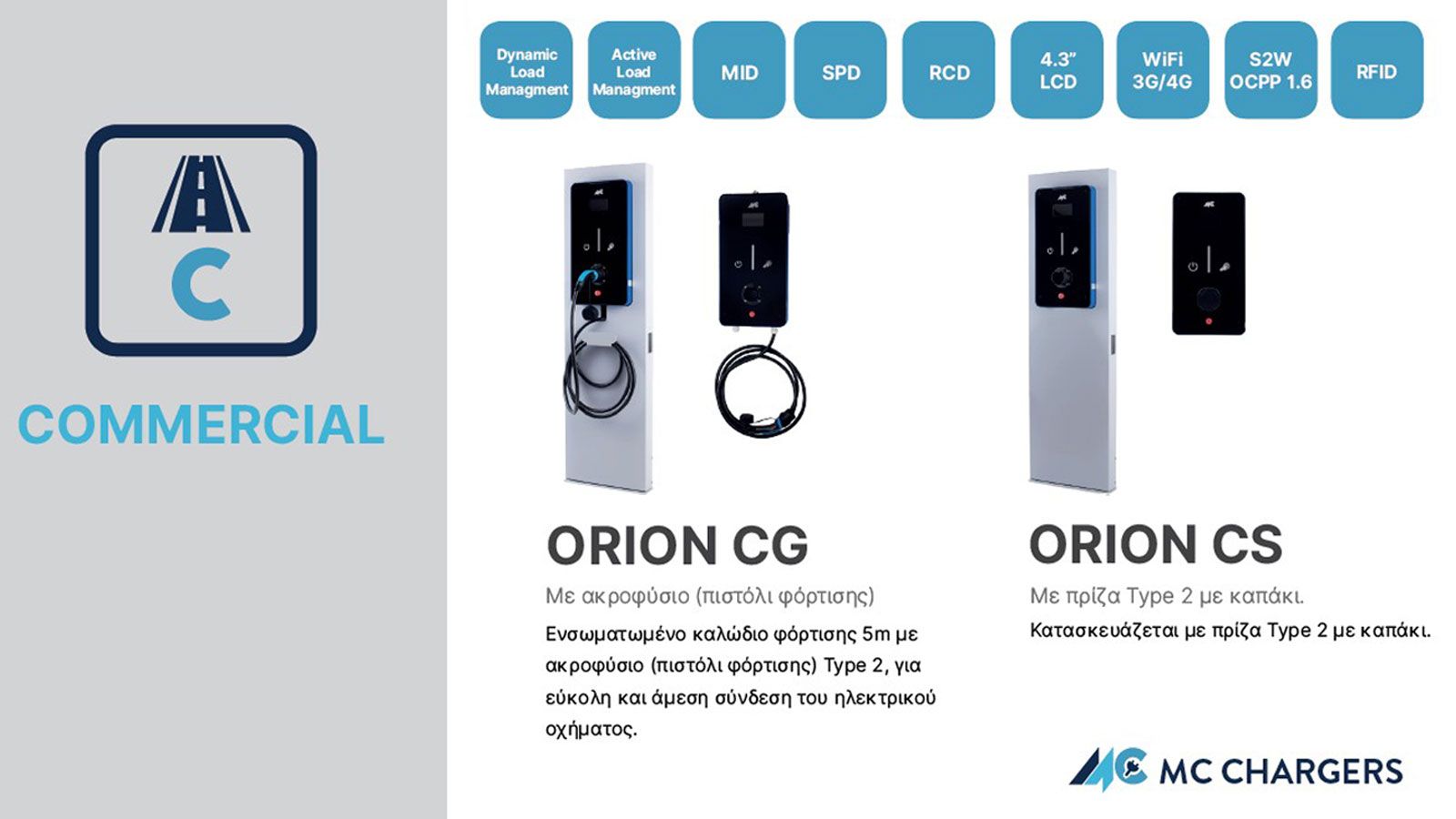 Σταθμοί φόρτισης ΟRION από την MC-CHARGERS