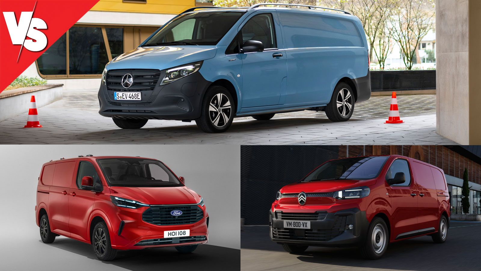 Μίξη εικόνων Ford Transit Custom, Mercedes-Benz Vito, Citroen Jympy: στατικές, εμπρός 3/4