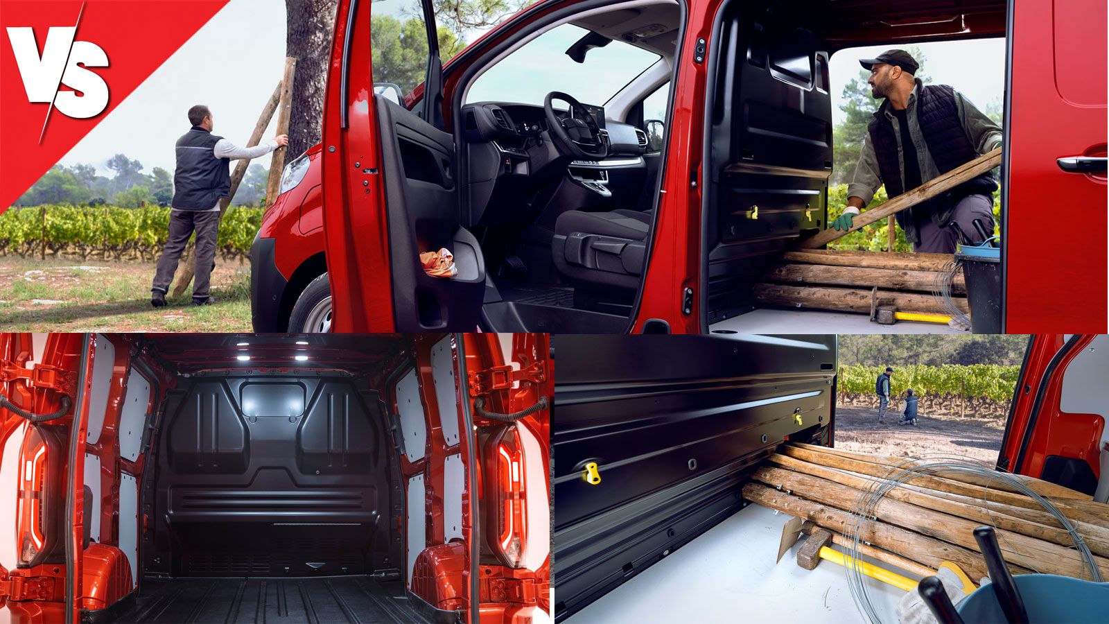 Μίξη εικόνων Ford Transit Custom, Mercedes-Benz Vito, Citroen Jympy: χώροι φόρτωσης
