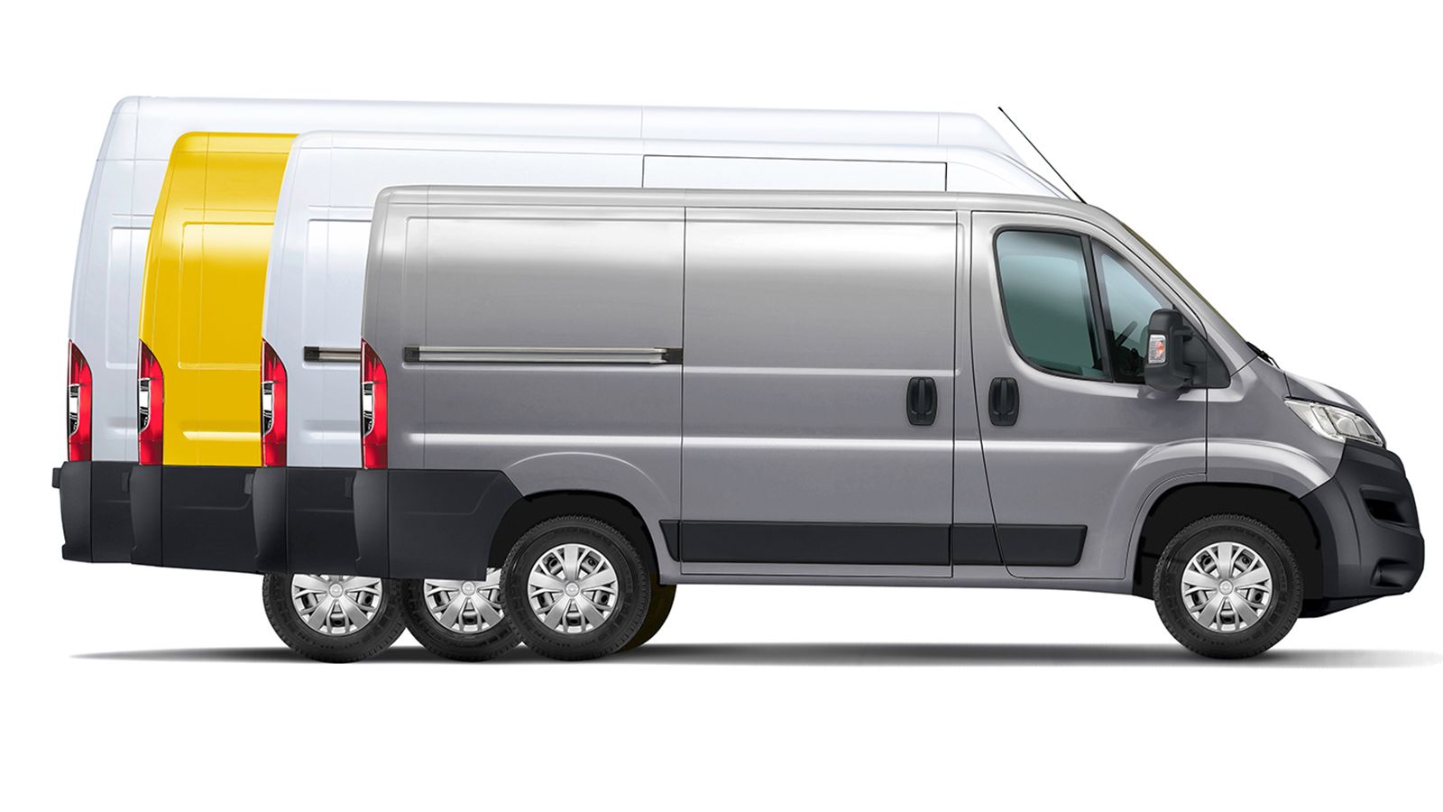 Οι εκπρόσωποι της κατηγορίας των Μεγάλων Vans, προσφέρονται κατά βάση με πολλαπλές επιλογές ως προς τις διαστάσεις και τον τύπο του αμαξώματος τους. 