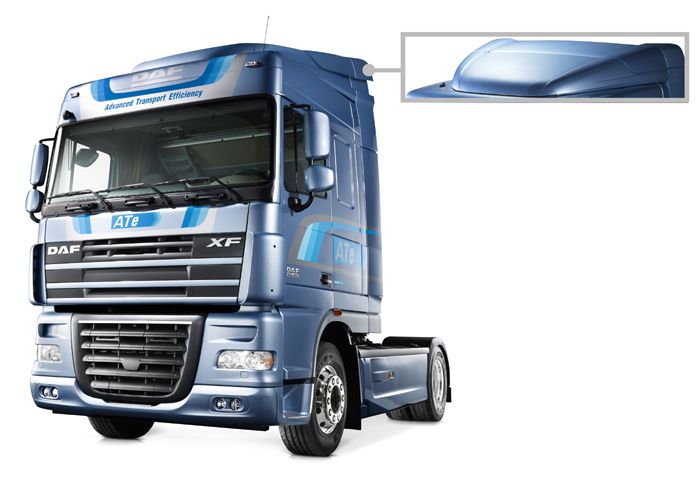 Η νέα αεροτομή που η DAF προσφέρει για τα XF 105 με την καμπίνα Space Cab είναι ελαφρύτερη κατά 25 κιλά.
