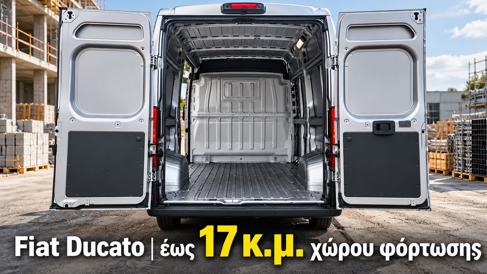 Ανοιχτός χώρος φόρτωσης Fiat Ducato με πίσω δίφυλλες πόρτες