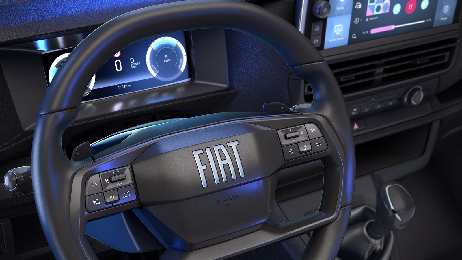 Τιμόνι, ψηφιακός πίνακας και οθόνη στο Fiat Scudo 