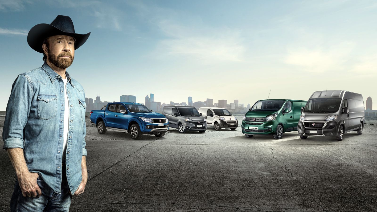 Σύντομα αναμένεται να κυκλοφορήσει στο διαδίκτυο το πρώτο από τα έξι διαφημιστικά video του Chuck Norris με τη γκάμα επαγγελματικών της Fiat Professio