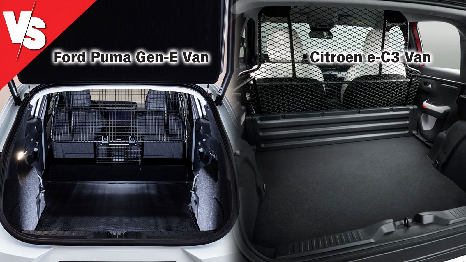 Μίξη εικόνων Ford Puma Gen-E Van, Citroen e-C3 Van: χώρος φόρτωσης
