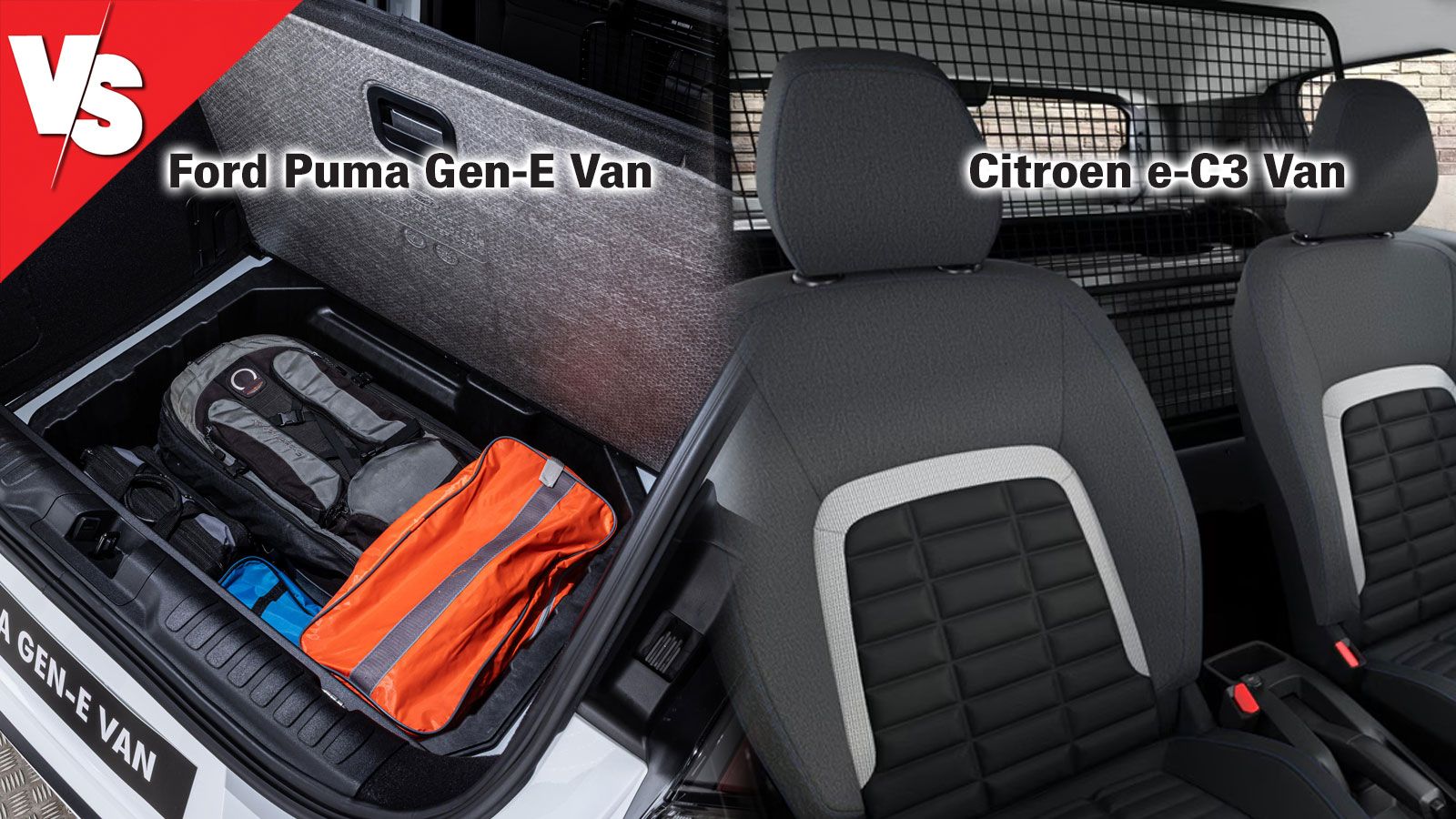 Μίξη εικόνων Ford Puma Gen-E Van, Citroen e-C3 Van: καθίσματα, GigaBox