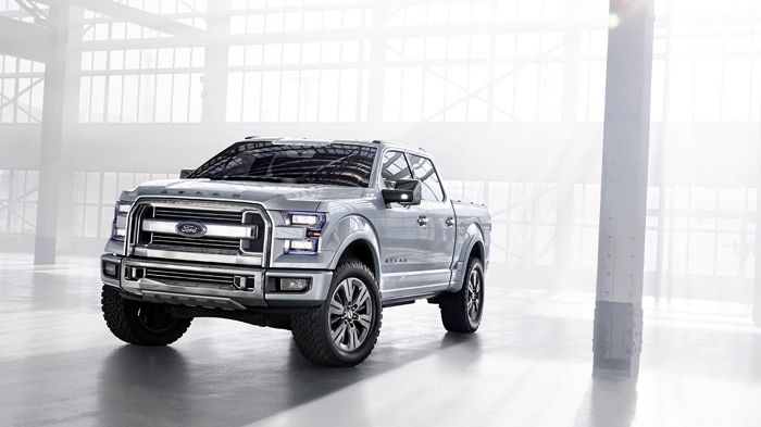 Σύμφωνα με τις νεότερες πληροφορίες, η νέα γενιά του Ford F-150 θα διαθέτει πλήρως αλουμινένιο αμάξωμα (στις φωτό το πρωτότυπο Ford Atlas).