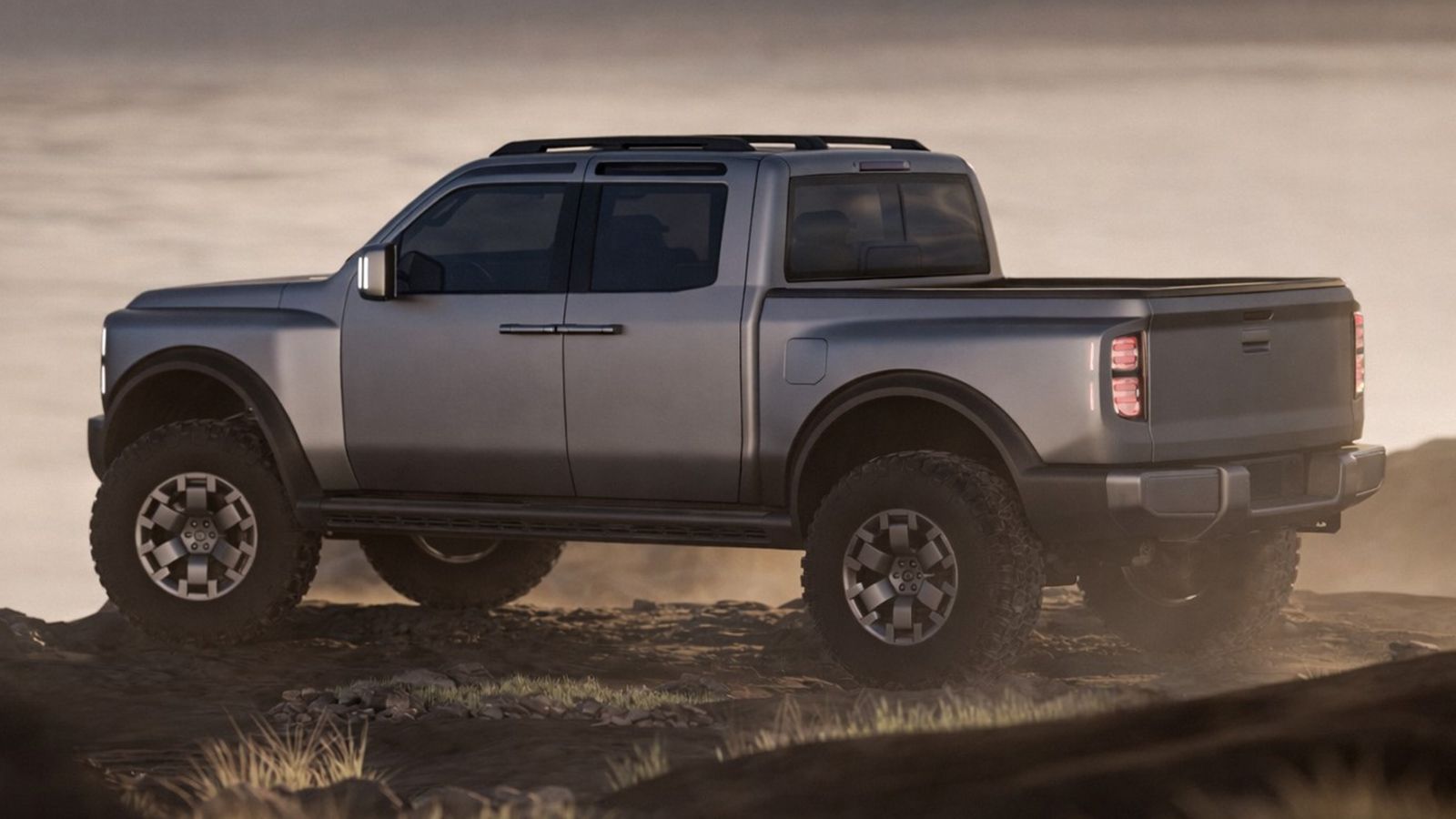 Μελλοντικό Pick-Up από τη Hyundai: σε κίνηση εκτός δρόμου, πλαϊνό/πίσω 3/4