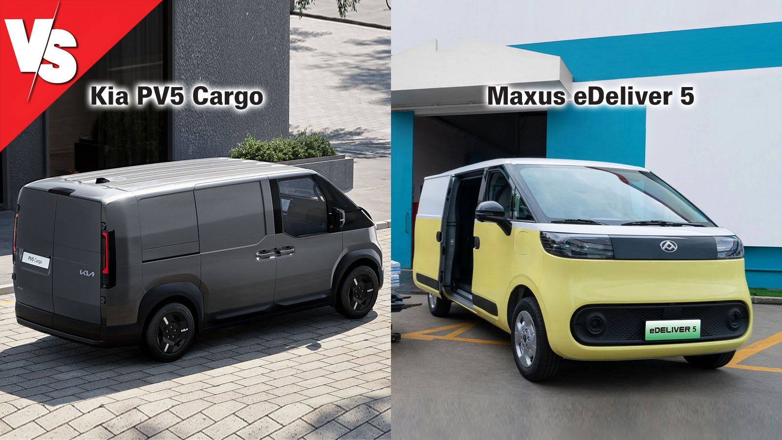 Μίξη Kia PV5 Cargo & Maxus eDeliver 5: στατικό πίσω όψη