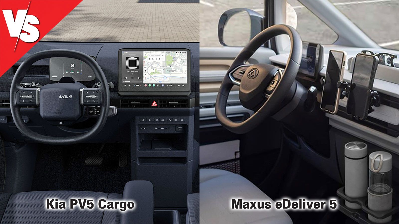 Μίξη Kia PV5 Cargo & Maxus eDeliver 5: εσωτερικό καμπίνας επιβατών