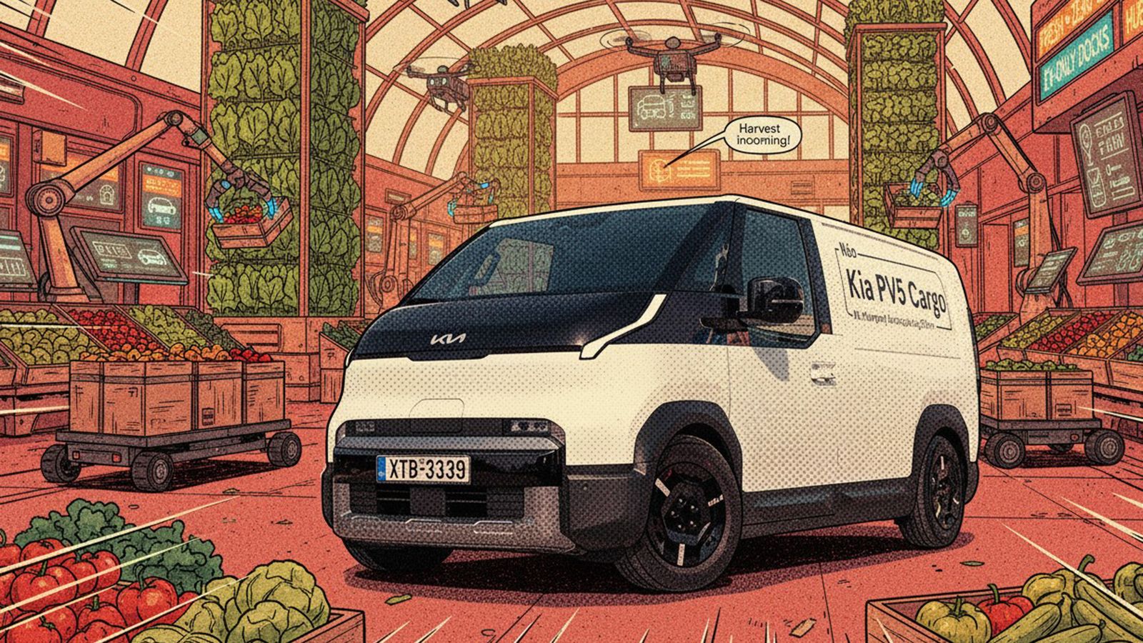 Kia PV5 Cargo: στατικό, πλαϊνή, 3/4
