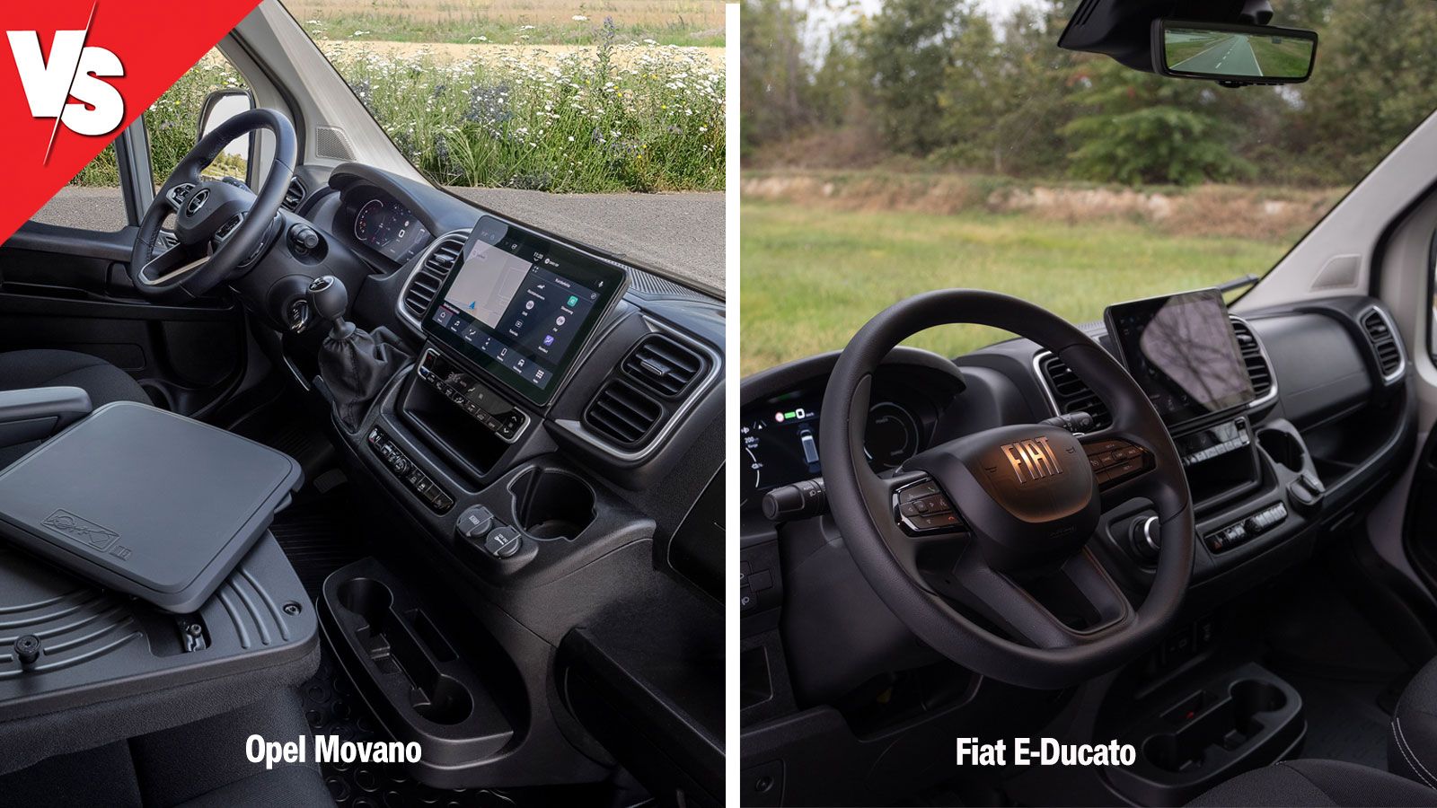 Μίξη εικόνων Opel Movano & Fiat E-Ducato: εσωτερικό καμπίνας