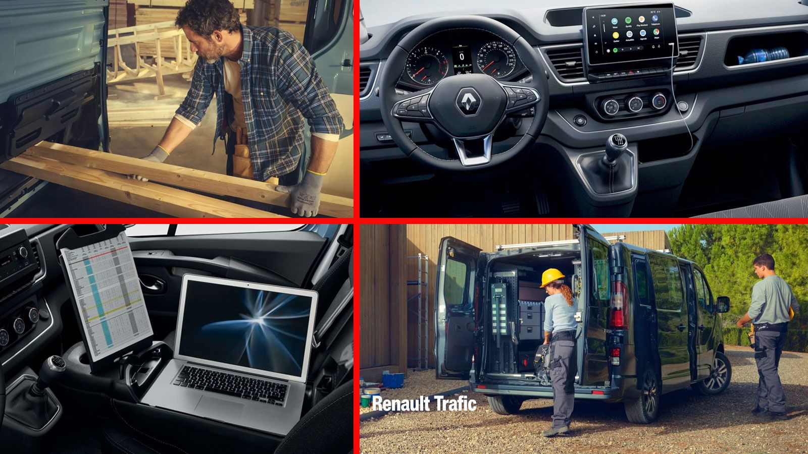 Μίξη εικόνων Renault Trafic: εσωτερικό καμπίνας επιβατών, χώρος φόρτωσης