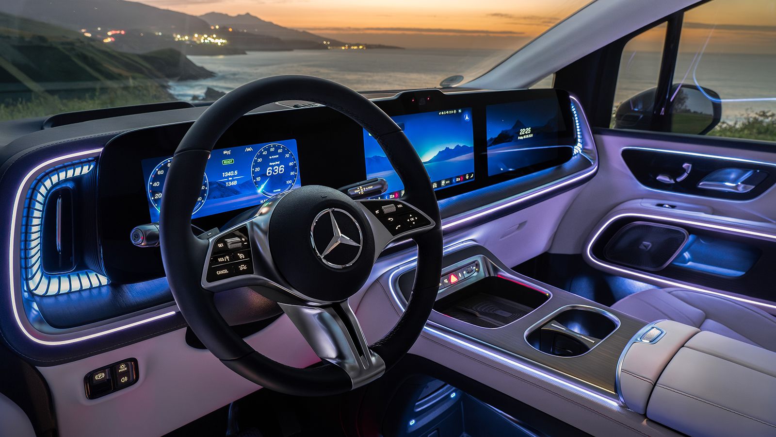 Mercedes-Benz VLE: εσωτερικό, κεντρική κονσόλα, ταμπλό