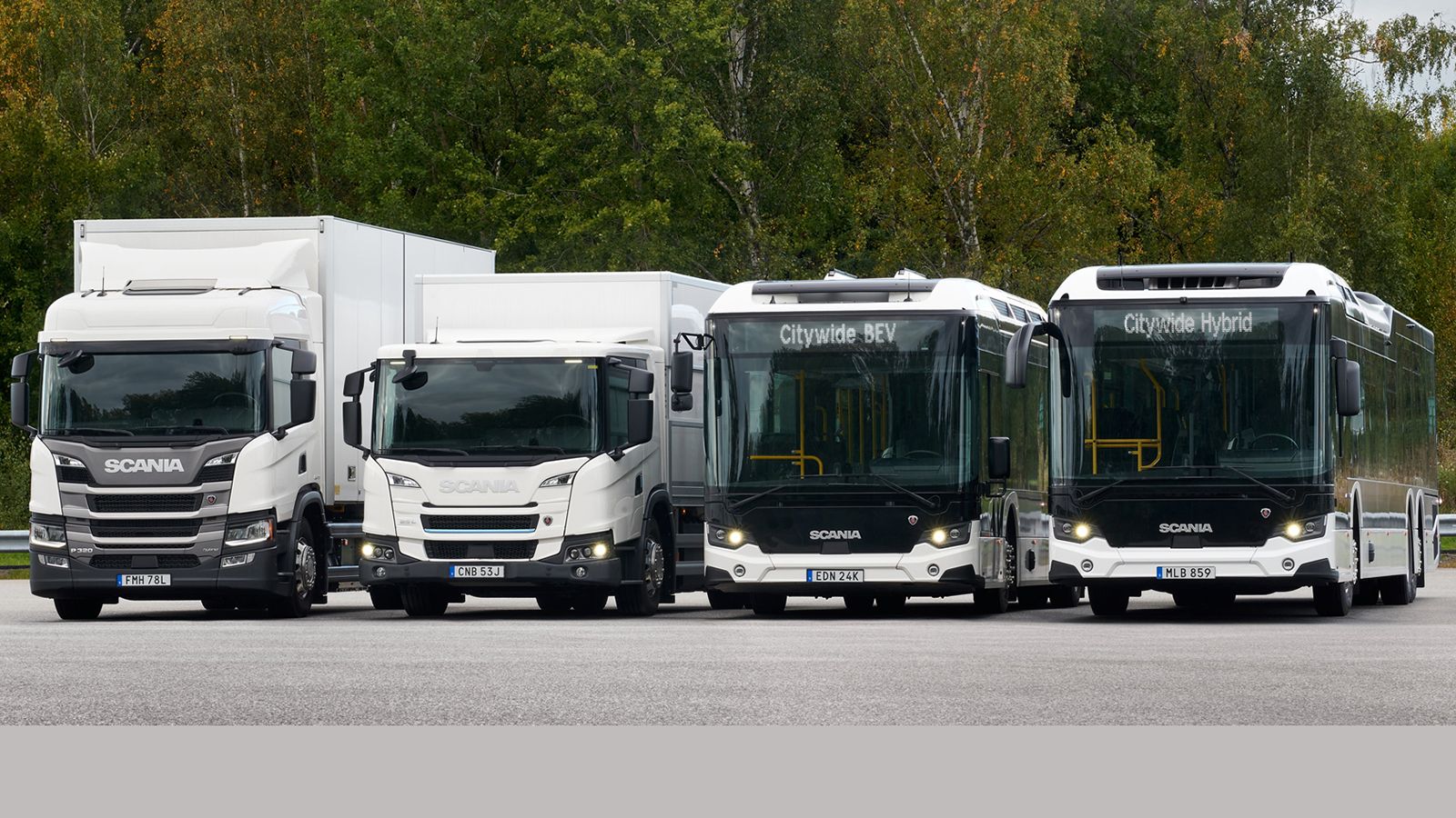 Όλα τα ηλεκτρικά Scania σε παράταξη.