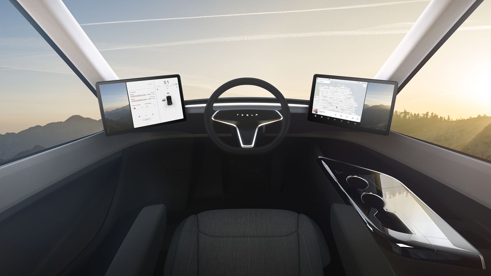 Tesla Semi: εσωτερικό καμπίνας, χώρος για τον οδηγό