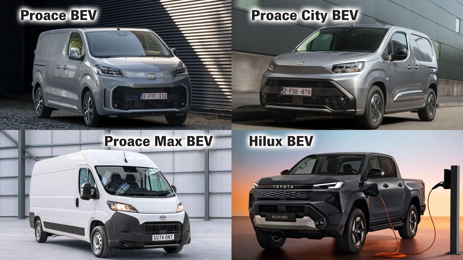 μιξη εικόνων Toyota Hilux BEV, Proace City BEV, Proace BEV, Proace Max BEV