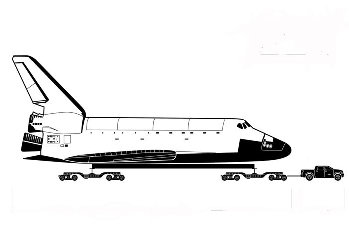 Με την χρήση μιας ειδικής πλατφόρμας, ένα μη τροποποιημένο Toyota Tundra αναμένεται να έλξει το βάρους 136t. (περίπου) διαστημικό λεωφορείο Endeavor.