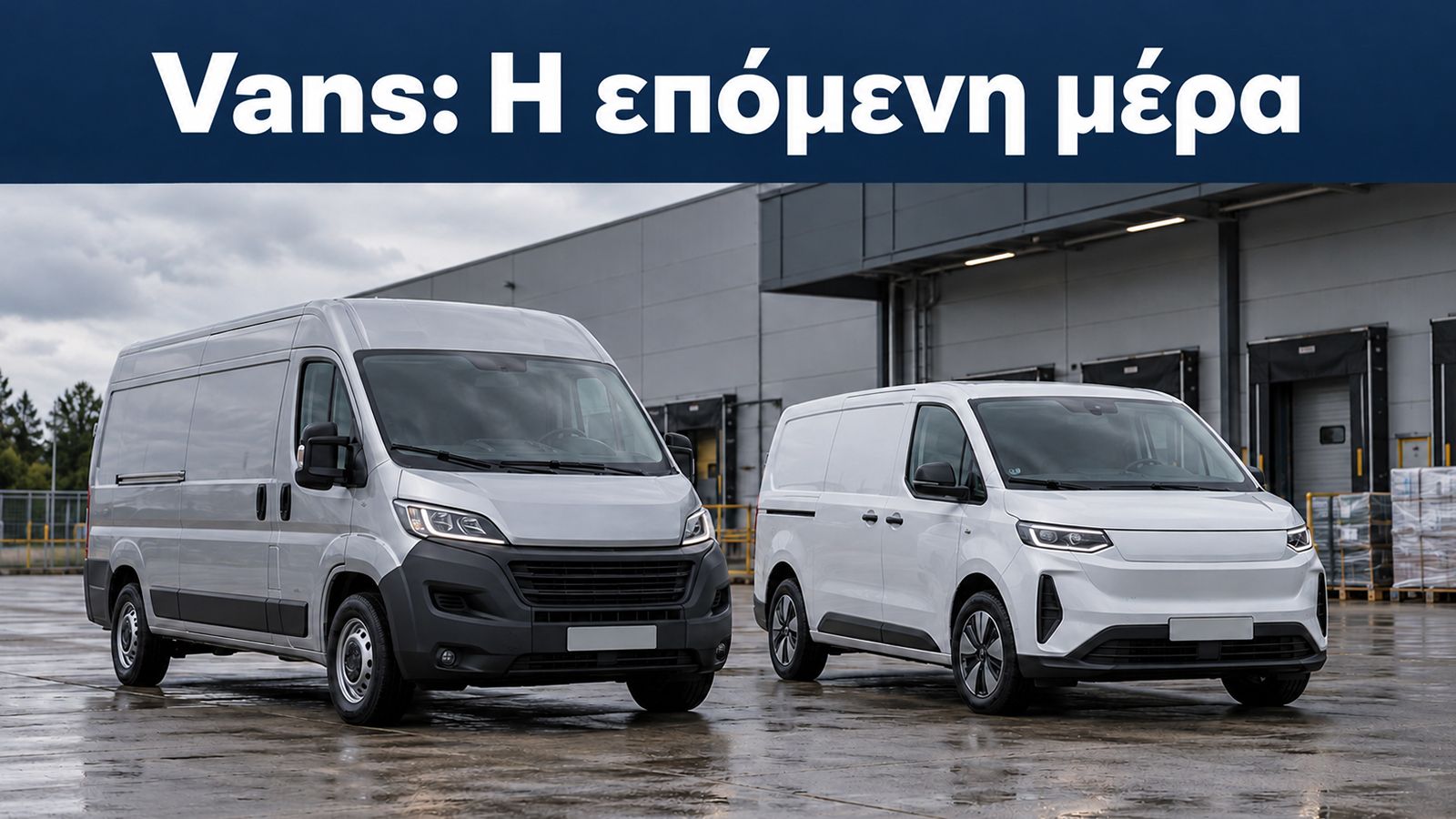 Εικαστική απεικόνιση δύο λευκών Vans σε κέντρο διανομών, με τίτλο «Vans: Η επόμενη μέρα».