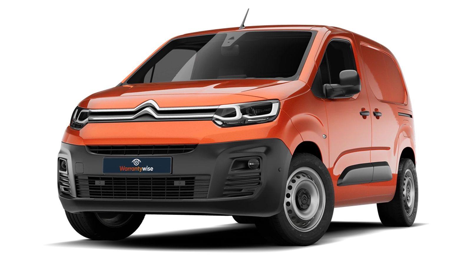 Πορτοκαλί μεταχειρισμένο Van  Citroen Berlingo σε λευκό φόντο.