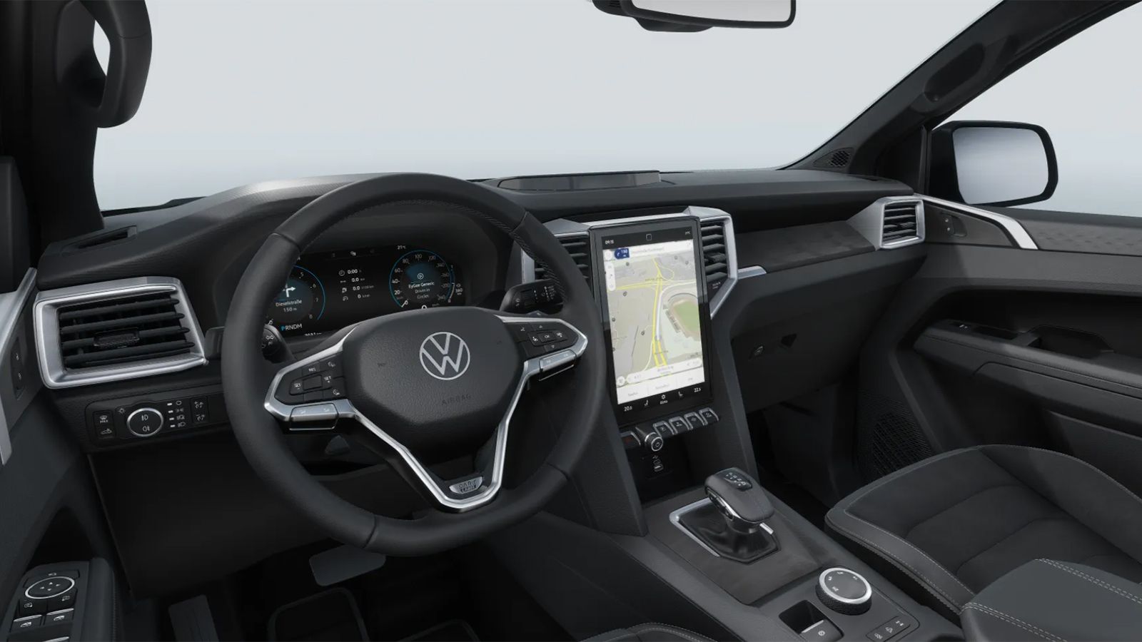 Εσωτερικό Volkswagen Amarok Dark Label με ψηφιακό cockpit και οθόνη 12 ιντσών