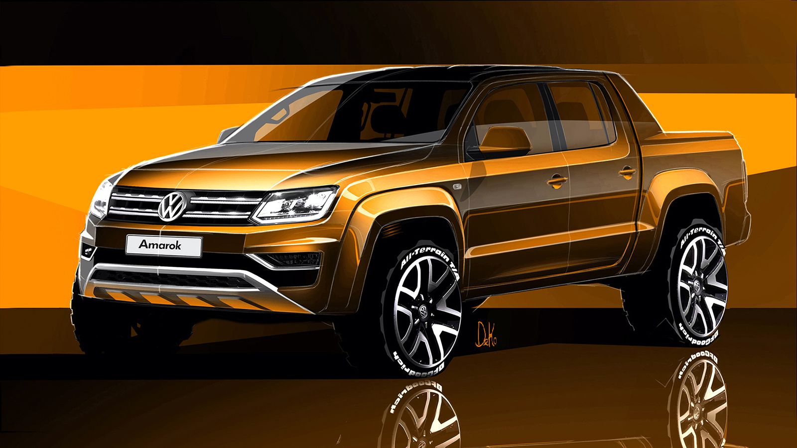 Σημαντικά τροποποιημένη είναι η σχεδίαση του εμπρόσθιου τμήματος της νέας γενιάς του Amarok σύμφωνα με τα πρώτα σχέδια που παρουσίασε η VW.