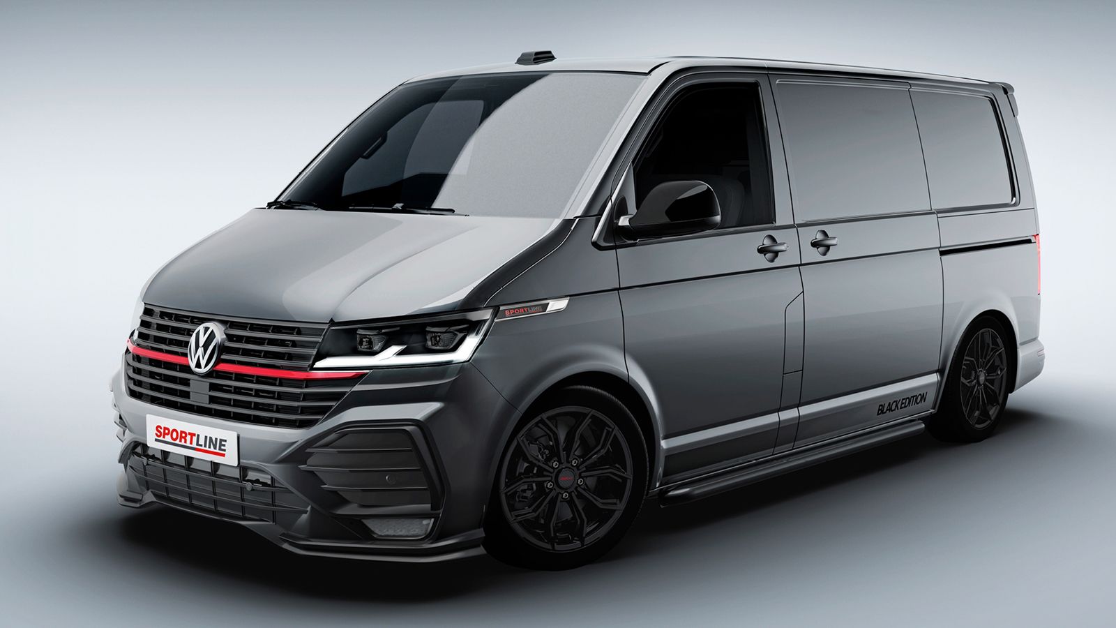 Ακρως δυναμική και πληρέστατο επίπεδο εξοπλισμού άνεσης και ασφάλειας η νέα έκδοση Sportline του VW T6.1 Transporter που είναι διαθέσιμη στην αγορά το