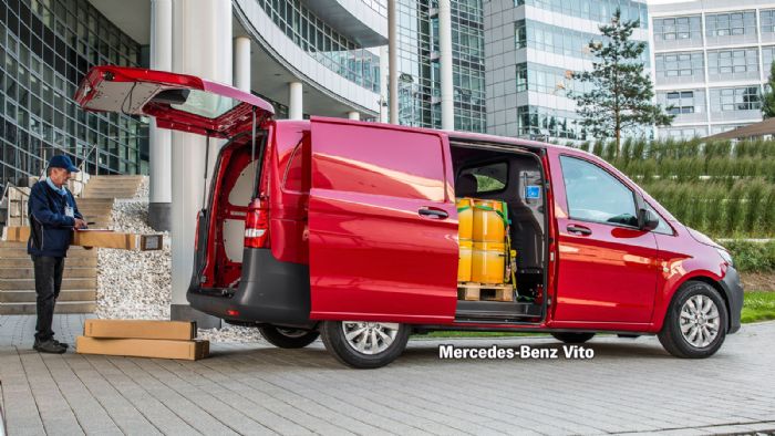 Premium αέρας και πλήθος επιλογών για το Mercedes-Benz Vito, οι μέγιστες διαστάσεις του χώρου φόρτωσης του οποίου (χωρίς προέκταση στην καμπίνα) είναι: Μήκος 3.061 χλστ., πλάτος 1.685 χλστ. και ύψος 1