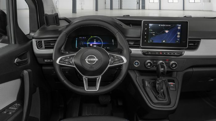 Λειτουργικό, εργονομικό και ψηφιακό το εσωτερικό του νέου Nissan Townstar EV.
