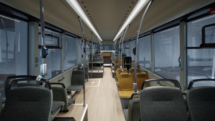 Υψηλή ορατότητα και φωτεινότητα του εσωτερικού για το νέο ηλεκτρικό λεωφορείο της Van Hool.