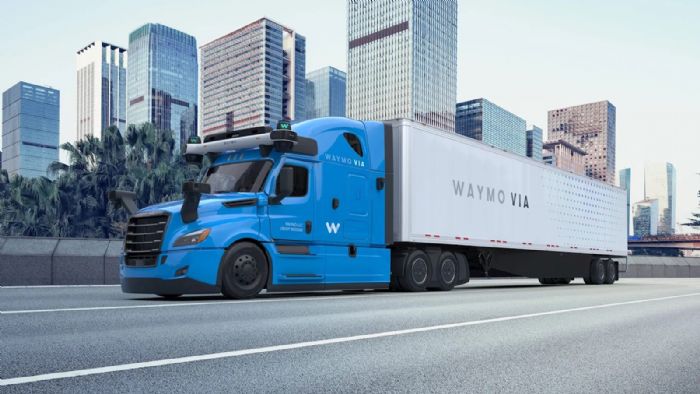Η τελευταία, πέμπτης γενιάς, τεχνολογία αυτόνομης οδήγησης «Waymo Driver» βρίσκεται πίσω από τα φορτηγά του στόλου Waymo Via.
