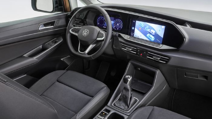 Αναλόγως της έκδοσης, ο ιδιοκτήτης του VW Caddy μπορεί να το αποκτήσει με πλήρως ψηφιακό... περιβάλλον εργασίας χάρη στις μεγάλες οθόνες στον πίνακα οργάνων και το ταμπλό. 
