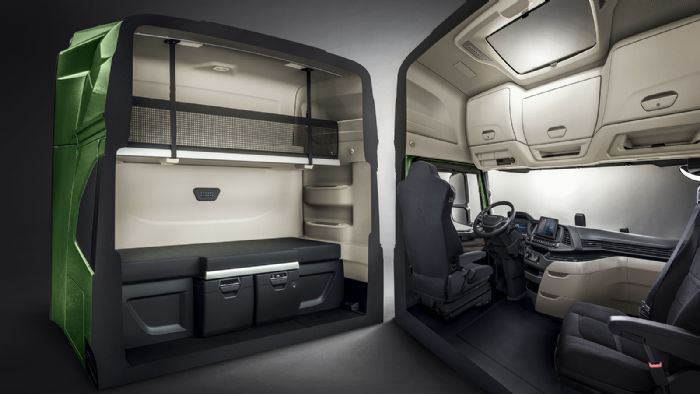 Οι καμπίνες των νέων βαρέων φορτηγών της Iveco έχουν αναβαθμιστεί τόσο σε χώρους όσο και σε αποθηκευτικές λύσεις. 
