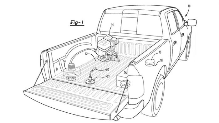 Η Ford Pro έχει καταθέσει πατέντα ευρεσιτεχνίας για τη χρήση μαγνητών προκειμένου να στερεώνονται φορτία επί της καρότσας. 