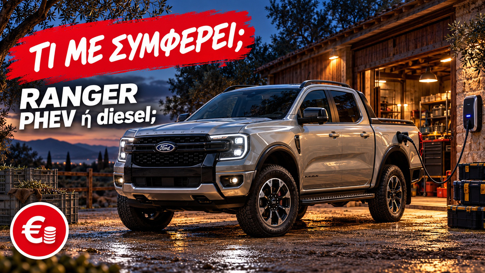 Η καθημερινή επιστροφή στη βάση ευνοεί το Ranger PHEV όταν συνοδεύεται από φόρτιση και αρκετές κοντινές μετακινήσεις με ρεύμα. Η καθημερινή επιστροφή στη βάση ευνοεί το Ranger PHEV όταν συνοδεύεται από φόρτιση και αρκετές κοντινές μετακινήσεις με ρεύμα.
