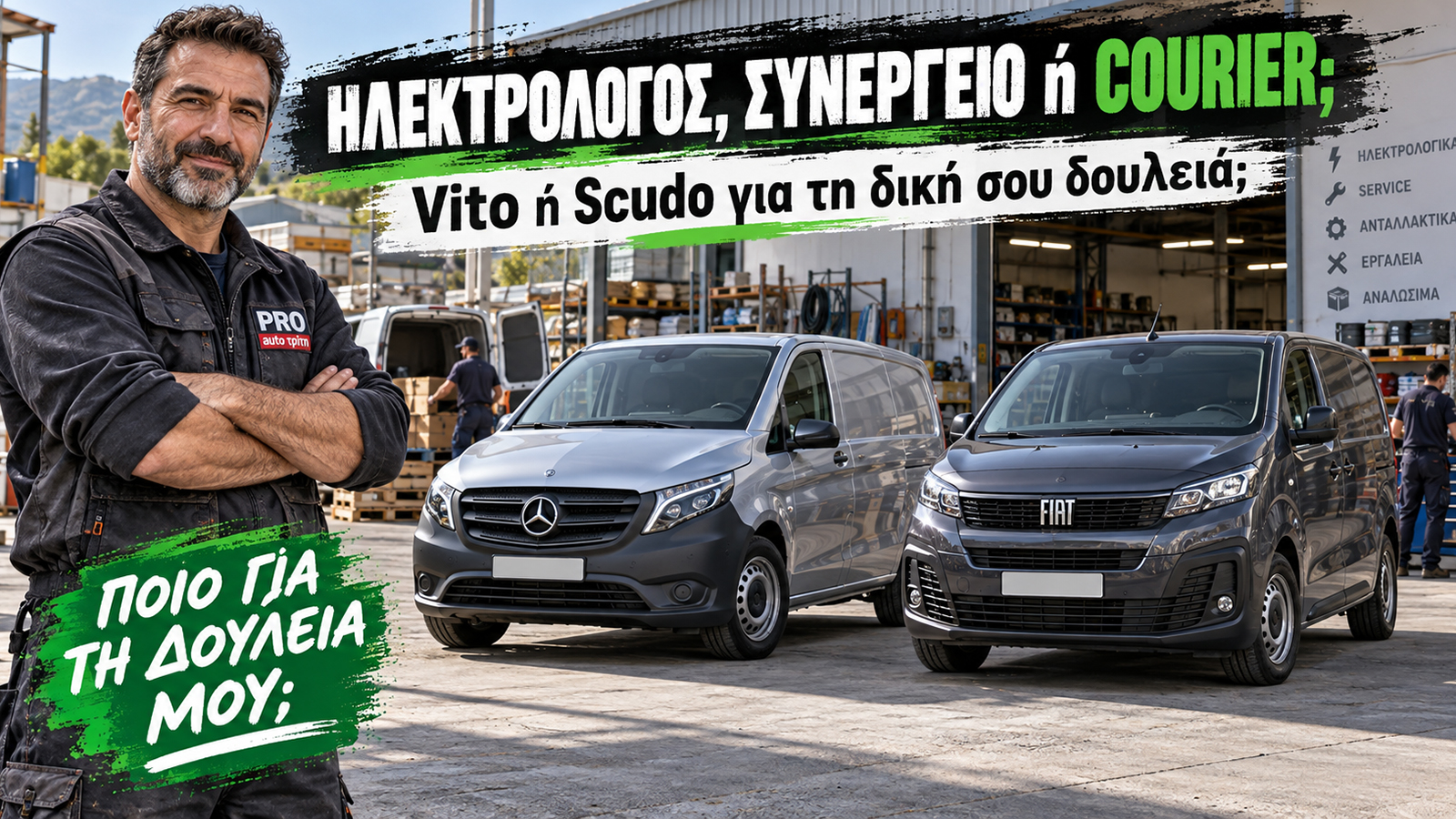 Mercedes Vito και Fiat Scudo απευθύνονται σε διαφορετικές επαγγελματικές ανάγκες, από ηλεκτρολόγους και συνεργεία μέχρι courier και μικρές μεταφορικές.