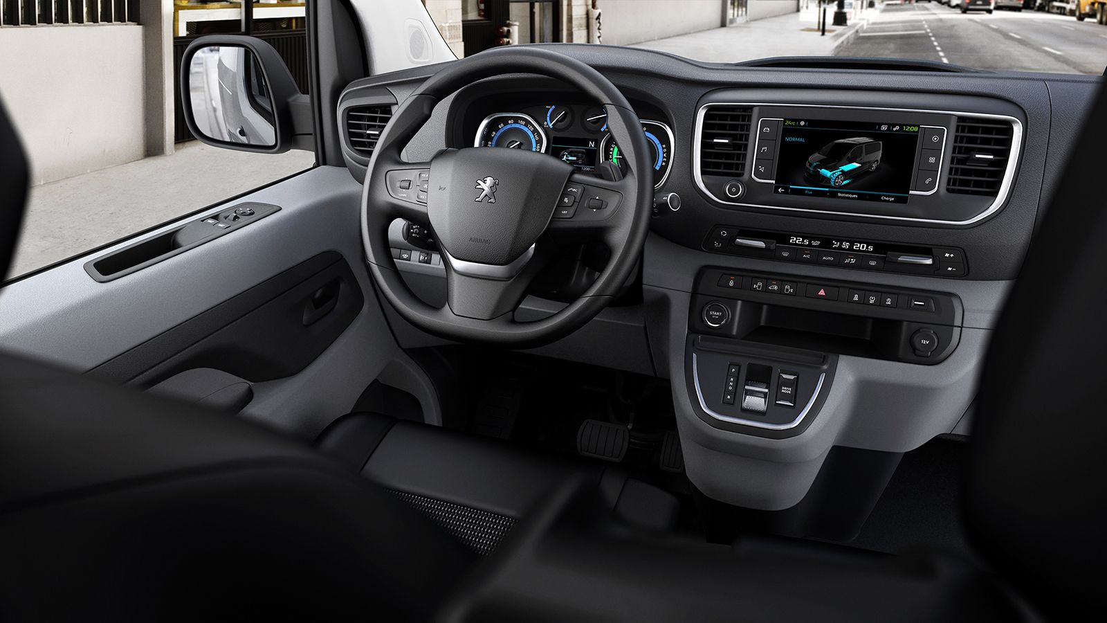 Πλήρως εξοπλισμένο και λειτουργικό το εσωτερικό του Peugeot e-Expert.