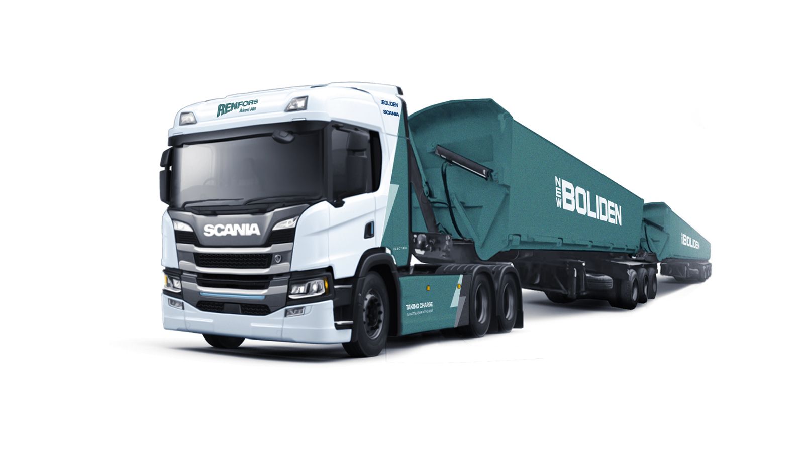 Μεικτό βάρος συρμού 74 τόνων για το ηλεκτρικό Scania που θα πιάσει δουλειά στα ορυχεία της Boliden στη βόρεια Σουηδία.