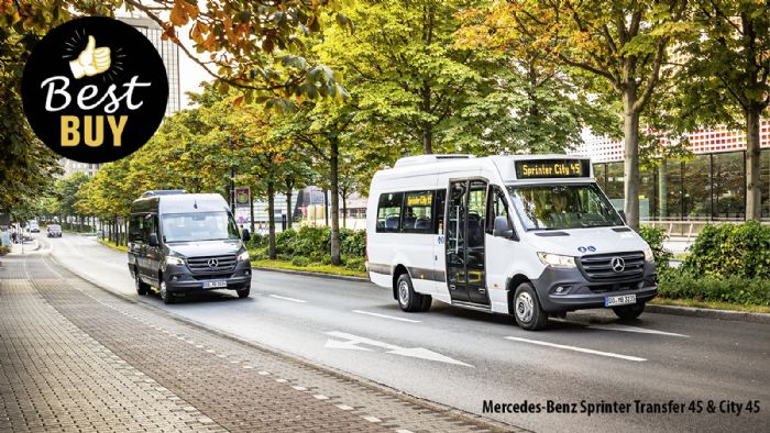 Συνολικά πάνω από 20 mini-bus μοντέλα διαθέτει στη γκάμα της η Mercedes-Benz, με τα νεότερα να είναι τα εικονιζόμενα Sprinter Transfer 45 και Sprinter City 45.
