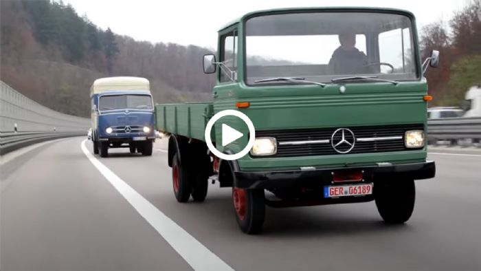 Κονβόι με ιστορικά φορτηγά Mercedes