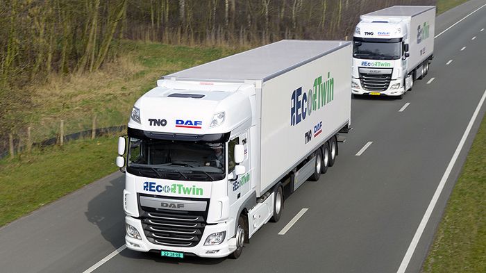 Η αυτόνομη κίνηση φορτηγών σε συρμούς είναι η κεντρική ιδέα πίσω από το ερευνητικό πρόγραμμα «EcoTwin» όπου συμμετέχει η DAF Trucks. 