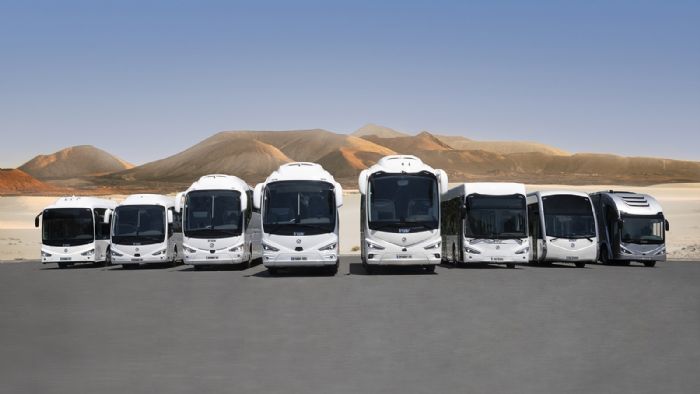 Πολυμελής η οικογένεια του Irizar Group, περιλαμβάνει λεωφορεία, πούλμαν και ένα ηλεκτρικό φορτηγό.