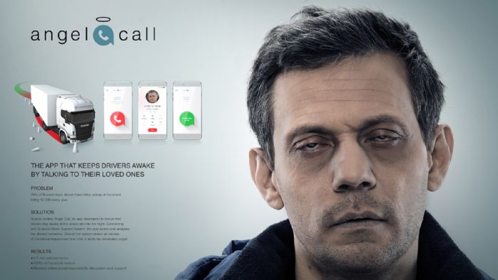 Η νέα εφαρμογή για κινητά τηλέφωνα «Scania Angel Call», αποτρέπει τους επαγγελματίες οδηγούς από το να κοιμηθούν με τη βοήθεια των αγαπημένων τους.