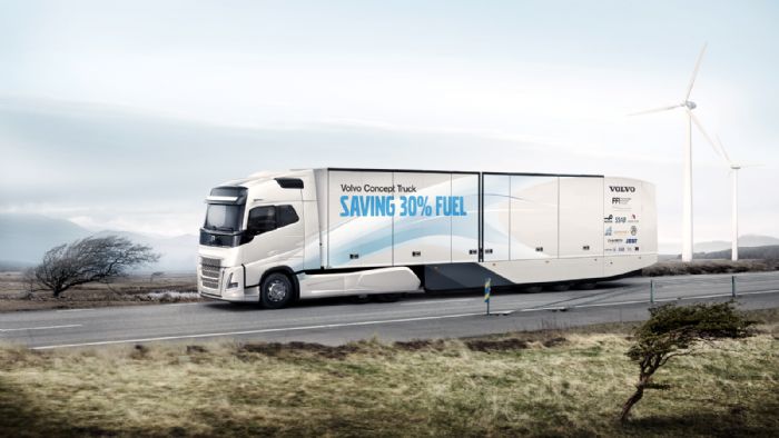 Οι δοκιμές εξέλιξης του «Volvo Concept Truck» έχουν στόχο να ανακαλύψουν τρόπους βελτίωσης της αποδοτικότητας των μελλοντικών φορτηγών κατά 50%.